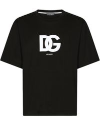 Dolce & Gabbana - Dg Milano T-shirt Met Logoprint In Zwart - Lyst