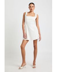 Boohoo - Tie Shoulder Square Neck Skater Dress - Lyst