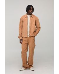 BoohooMAN - Tall Washed Cord Relaxed Boxy Worker Jacket - Lyst