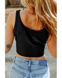 Azura Exchange - Ribbed Knit Sheath Sleeveless Crop Top Viscose - Lyst