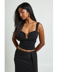 Boohoo - Textured Trim Halter Neck Top - Lyst