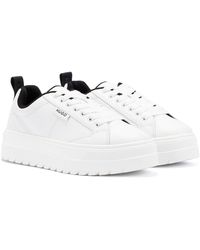HUGO - Platform Leather Tennis Trainers - Lyst