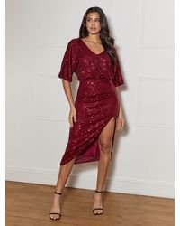 Chi Chi London - V Neck Sequin Midi Dress - Lyst