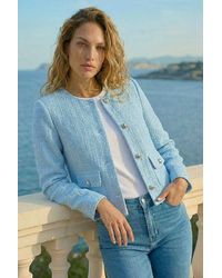 Roman - Collarless Buttoned Boucle Jacket - Lyst