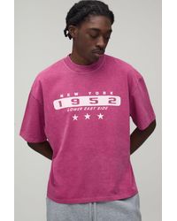 BoohooMAN - Washed Oversized Boxy New York Print T-Shirt - Lyst