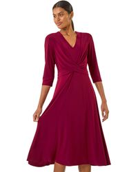 Roman - Stretch Crossover Midi Dress - Lyst