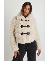 Boohoo - Shaggy Fur Toggle Front Coat - Lyst