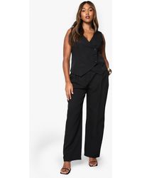Boohoo - Plus Pleated Woven Wide Leg Tailored Trouser - Lyst