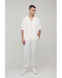 BoohooMAN - Oversized Textured Pleated Shirt & Relaxed Trouser Set - Lyst