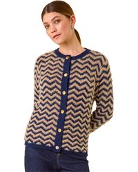 Roman - Fluffy Stripe Knit Cardigan - Lyst
