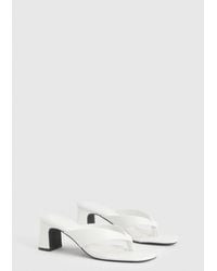 Boohoo - Croc Low Block Toe Post Heeled Mules - Lyst