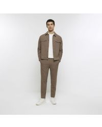 River Island - Tailored Trousers Slim Fit Smart Cotton - Lyst