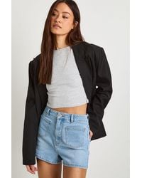 Boohoo - Tall Front Pocket Detail Denim Shorts - Lyst