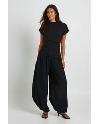 Boohoo - High Neck Ruched Top And Balloon Trouser Co Ord - Lyst
