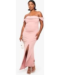 Boohoo - Plus Bardot Ruched Wrap Maxi Dress - Lyst
