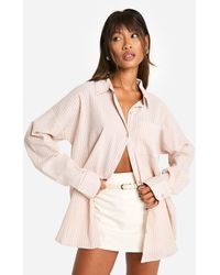 Boohoo - Oversized Fine Stripe Shirt - Lyst