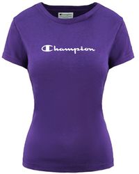 Champion - Logo Purple T-shirt Cotton - Lyst
