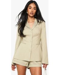 Boohoo - Pinstripe Button Detail Tailored Blazer - Lyst