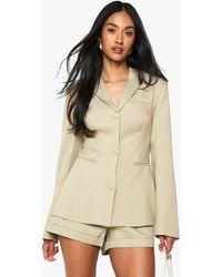Boohoo - Pinstripe Button Detail Tailored Blazer - Lyst