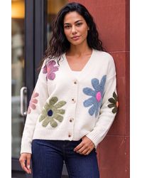 Roman - Floral V-Neck Knit Cardigan - Lyst