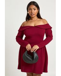 Boohoo - Plus Bardot Full Skirt Mini Dress - Lyst