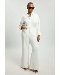 Karen Millen - Plus Size Compact Stretch Pocket Straight Leg Trousers - Lyst