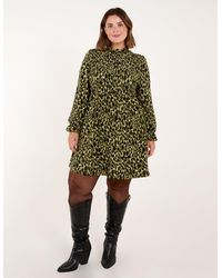 Blue Vanilla - Curve Leopard Print Shirred Trapeze Mini Dress - Lyst