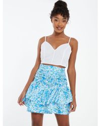 Quiz - Floral Ruched Mini Skirt - Lyst