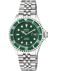 Gevril - Wall Street Swiss Automaitc Sellita Sw200 Emerald Dial, Ceramic Bezel Stainless Steel Bracelet - Lyst