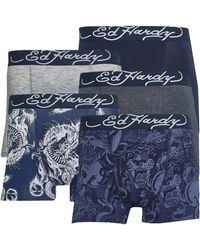 Ed Hardy - 5 Pack Cotton Rich Stretch Boxers Elastic Waistband Underwear - Lyst