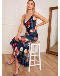 Chi Chi London - Petite Sleeveless Floral Print Midi Dress - Lyst