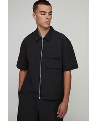 BoohooMAN - Oversized Flannel Ripstop Cargo Shirt - Lyst