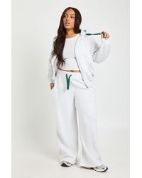 Boohoo - Plus Contrast Drawcord Wide Leg Jogger - Lyst
