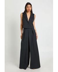 Boohoo - Tall Linen Look Pleat Front Wide Leg Tailored Trousers - Lyst
