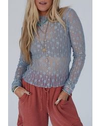 Azura Exchange - Floral Lace Long Sleeve Top - Lyst