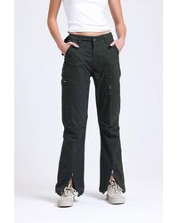Hiccup - High Waist Zippered Slit Straight Leg Trousers - Lyst
