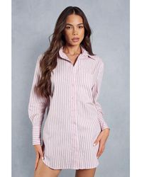 MissPap - Pinstripe Long Sleeve Shirt Dress - Lyst