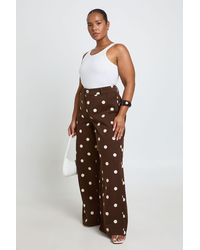Boohoo - Plus Polka Dot High Waist Wide Leg Jean - Lyst