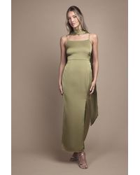 Oasis - Strappy Satin Maxi Bridesmaid Dress With Scarf - Lyst