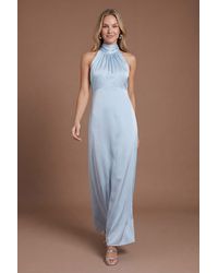 Oasis - Satin Halter Neck Maxi Bridesmaid Dress - Lyst