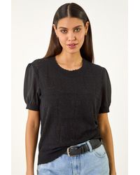 Roman - Pointelle Knit Tee - Lyst