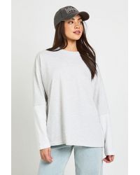 Boohoo - Contrast Sleeve Double Layer Oversized T-Shirt - Lyst