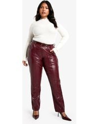 Boohoo - Plus Slim Fit Croc Pu Trouser - Lyst