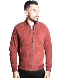Infinity Leather - Retro Goat Suede Varsity Bomber Jacket-Athens - Lyst
