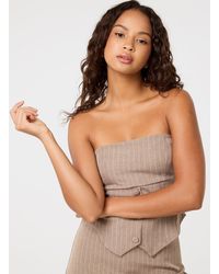 Pink Vanilla - Bustier Pinstripe Button Top - Lyst