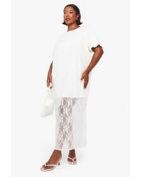 Boohoo - Plus Lace Detail Midaxi T-Shirt Dress - Lyst