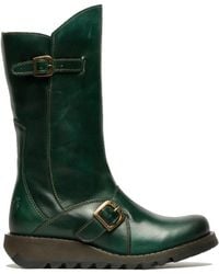 Fly London - Mes 2 Wedge Heel Buckle Mid-Calf Leather Zip Platform Boots - Lyst