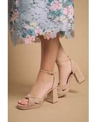 Oasis - Narina Faux Suede Knotted Platform High Block Heel Sandals - Lyst