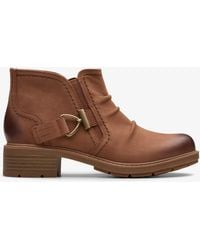 Clarks - Hearth Clara Tan Nubuck Boots - Lyst