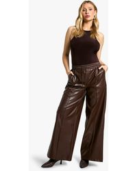 Boohoo - Maternity Elasticated Waist Pu Wide Leg Jogger - Lyst
